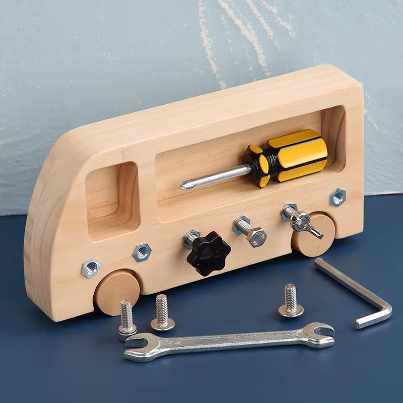 Montessori Busy Toys Busy Bus Children Learn to Twist Screws Nuts Workbench Tools Daily Life Teaching Aids Early Education Toys