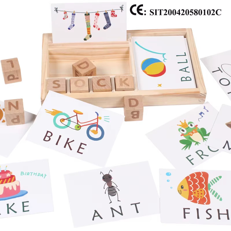 New Wood Spelling Words Game Kids Early Educational Toys for Children Learning Wooden Toys Montessori Education Puzzle Toys