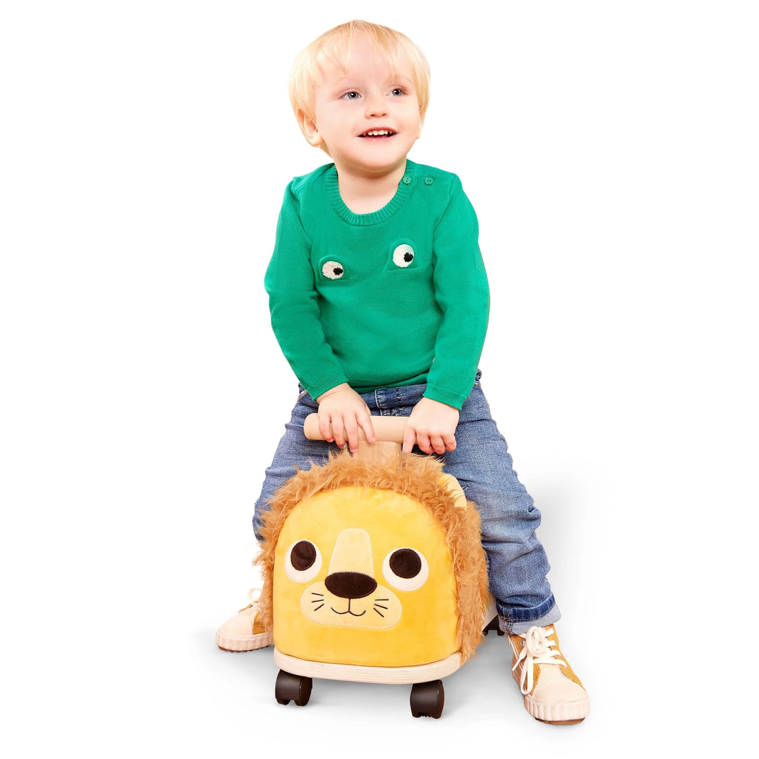 Rollin' Lion Animal Ride-On Toy with Wooden Handle, Toddler and Preschool Toys