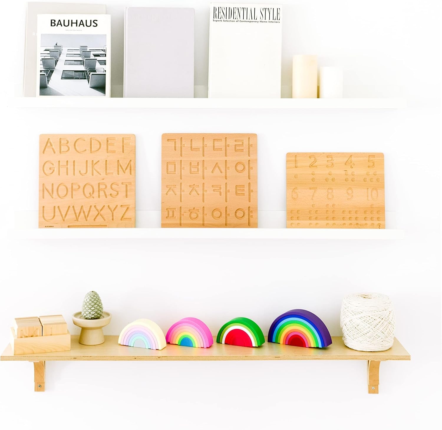 Alphabet Tracing Board – Double-Sided Wooden Montessori Letter Board for Preschool and Toddler Learning, Uppercase and Lowercase Letters (11.4 X 11.4 Inches)