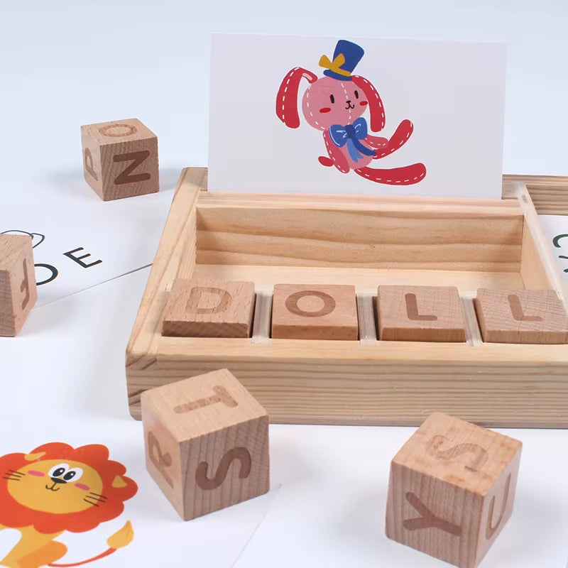 New Wood Spelling Words Game Kids Early Educational Toys for Children Learning Wooden Toys Montessori Education Puzzle Toys