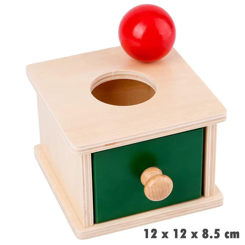 Kindergarten Montessori Wooden Toys Winder Object Permanence Box Coin Box Drawer Game Textile Drum Teaching Aids Sensory Toys