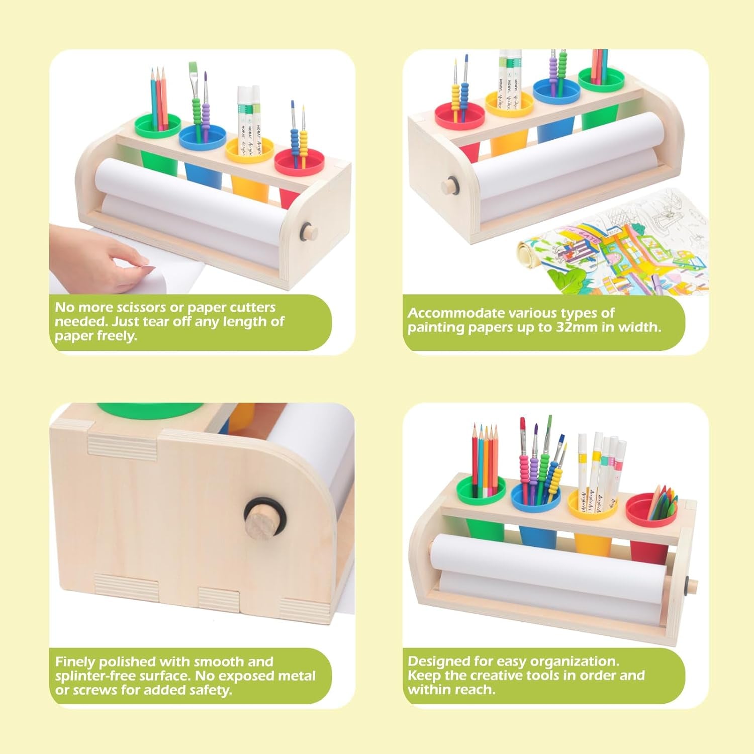 Kids Easel with Paper Roll Dispenser - Desktop Art Easel for Kids - Premium Purp