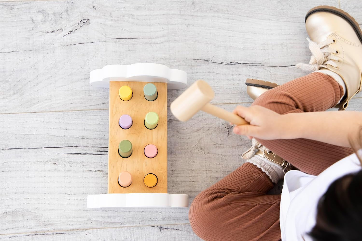 Montessori Hammer Bench, Must Have Baby, Toddler Stocking Stuffers, Pounding and Hammering Wooden Toy, Early Developmental Interactive Toddler Toys for Ages 1+ Years