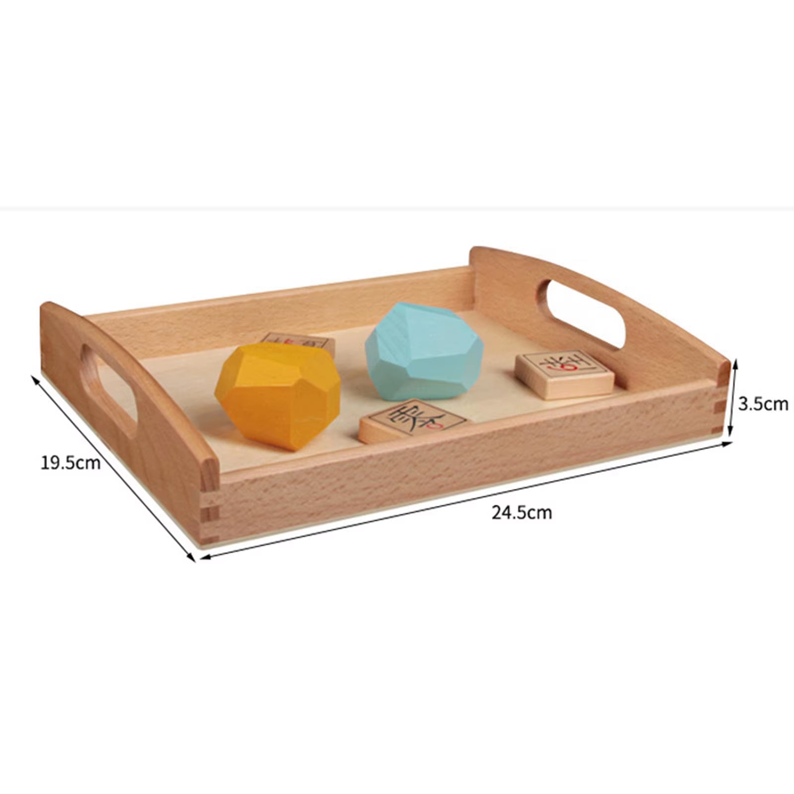 Wooden Montessori Tray with Handle Unfinished Education Toys Teaching Aids Wooden Trays Handles Tray Toys for Kids