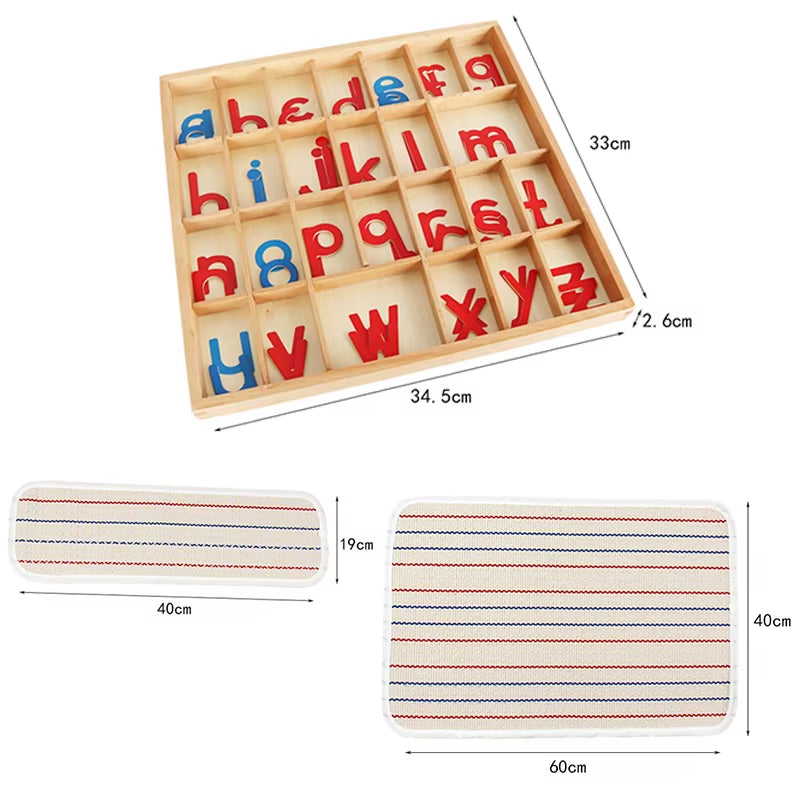 Children Montessori Language Educational Toys Instructions Activity Boxed Letter Blanket Wooden Blue Red English Alphabet Toys