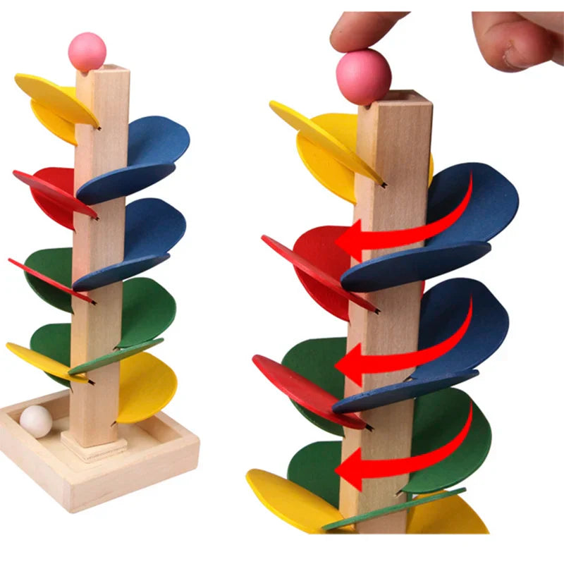 Wooden Music Tree Toy for Kids, Marble Ball Run Track Game for Toddlers, Marble Tree Educational Montessori Toy Boy Girl Gifts