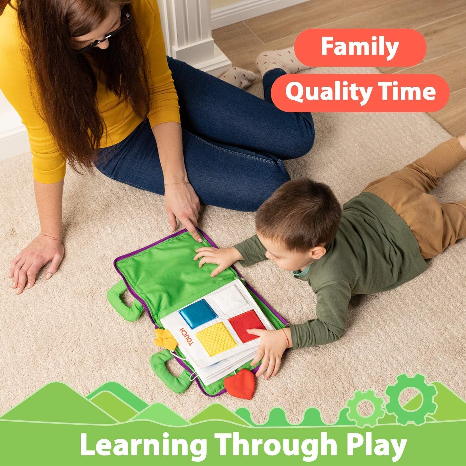 Quiet Book with 9 Educational Toddlers Activities - Learning Cloth Book with Preschool Activities for Early Learning, My Quiet Book - Montessori Toy for Travel