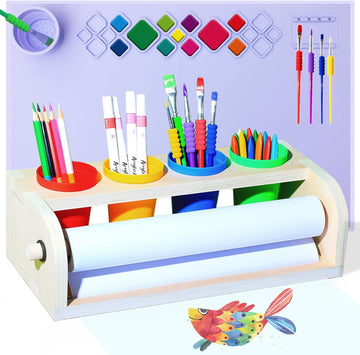 Kids Easel with Paper Roll Dispenser - Desktop Art Easel for Kids - Premium Purp
