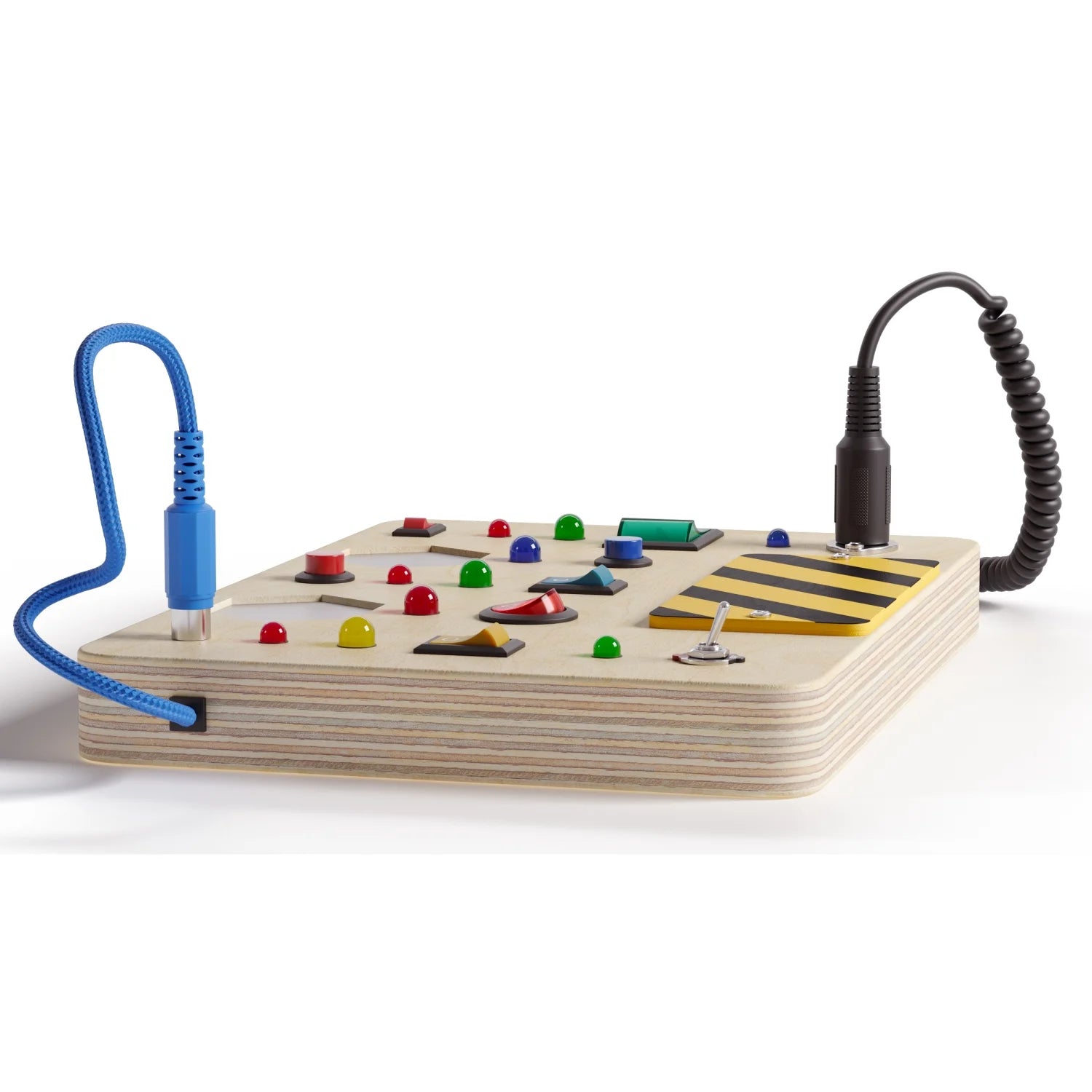 Large Montessori Wooden Busy Board with Light up LED Buttons - Educational Sensory Learning Toy for Toddlers