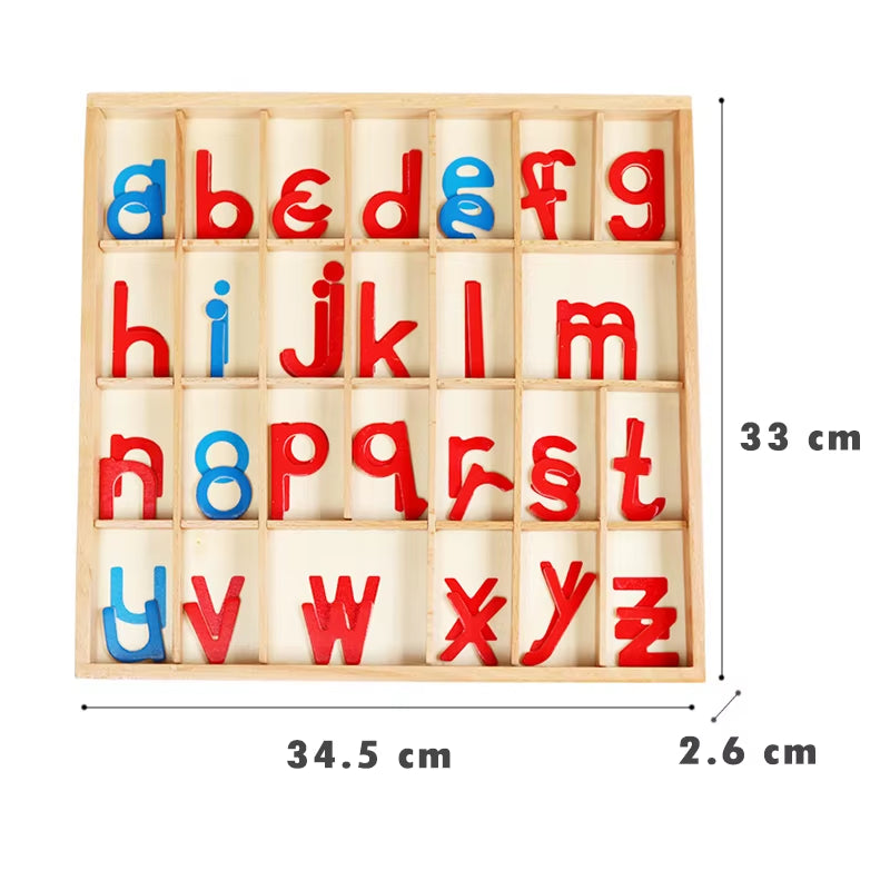 Children Montessori Language Educational Toys Instructions Activity Boxed Letter Blanket Wooden Blue Red English Alphabet Toys