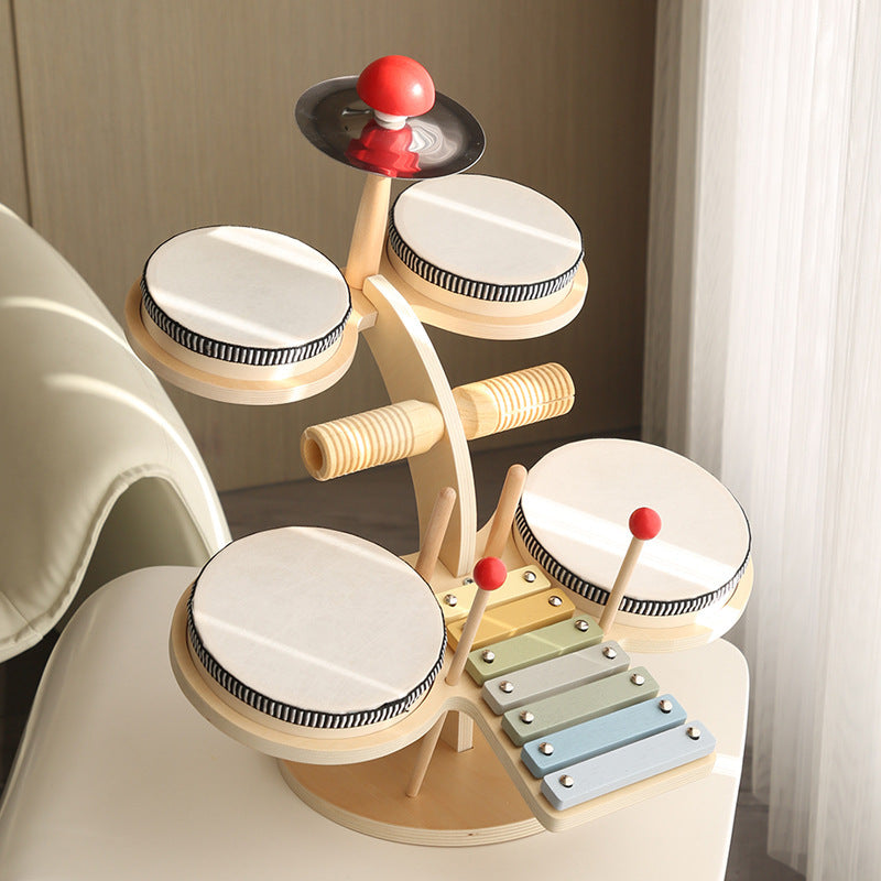 Children'S Montessori Early Education Wooden Multifunctional Drum Stand