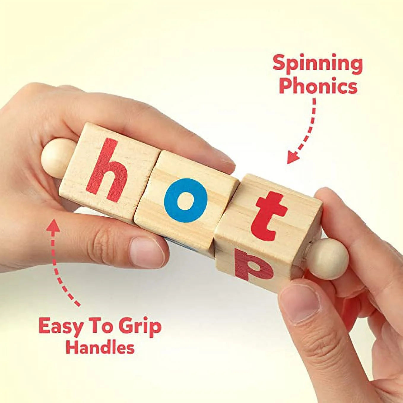 Wooden Reading Blocks Short Vowel Rods Spelling Games, Flash Cards Turning Rotating Letter Puzzle, Sight Words Montessori Spinning Alphabet Learning Toy for Preschool 3 Year