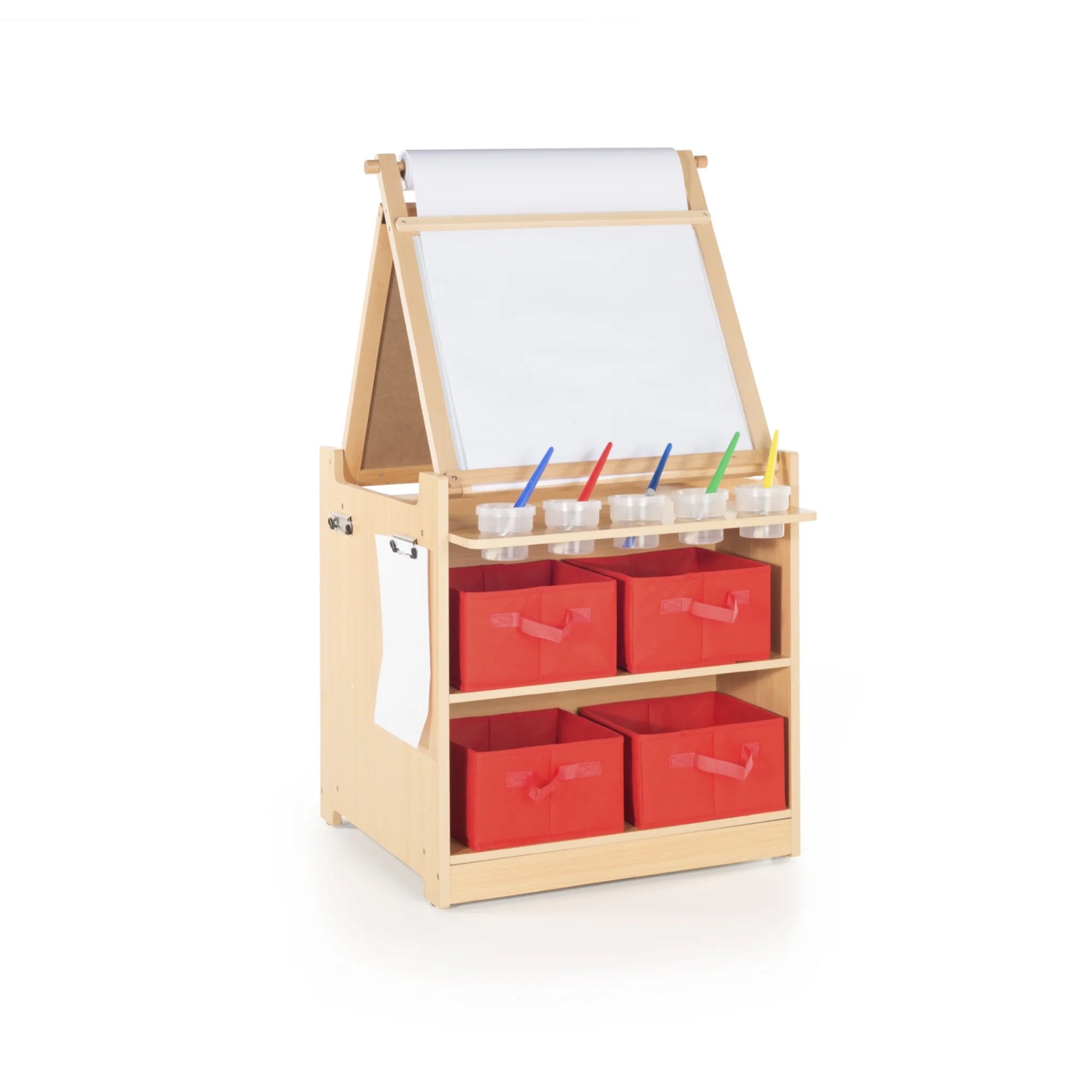 Kids Desk to Easel Art Cart - Natural: Wooden Toddler Art Activity Center with Chalkboard and Art Easel for Kids