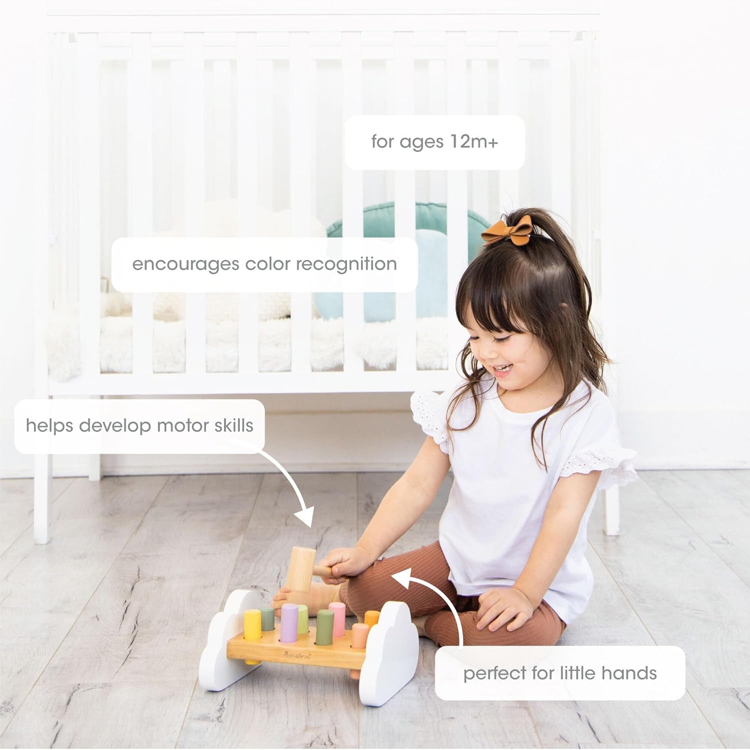 Montessori Hammer Bench, Must Have Baby, Toddler Stocking Stuffers, Pounding and Hammering Wooden Toy, Early Developmental Interactive Toddler Toys for Ages 1+ Years