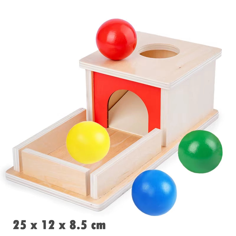 Kindergarten Montessori Wooden Toys Winder Object Permanence Box Coin Box Drawer Game Textile Drum Teaching Aids Sensory Toys