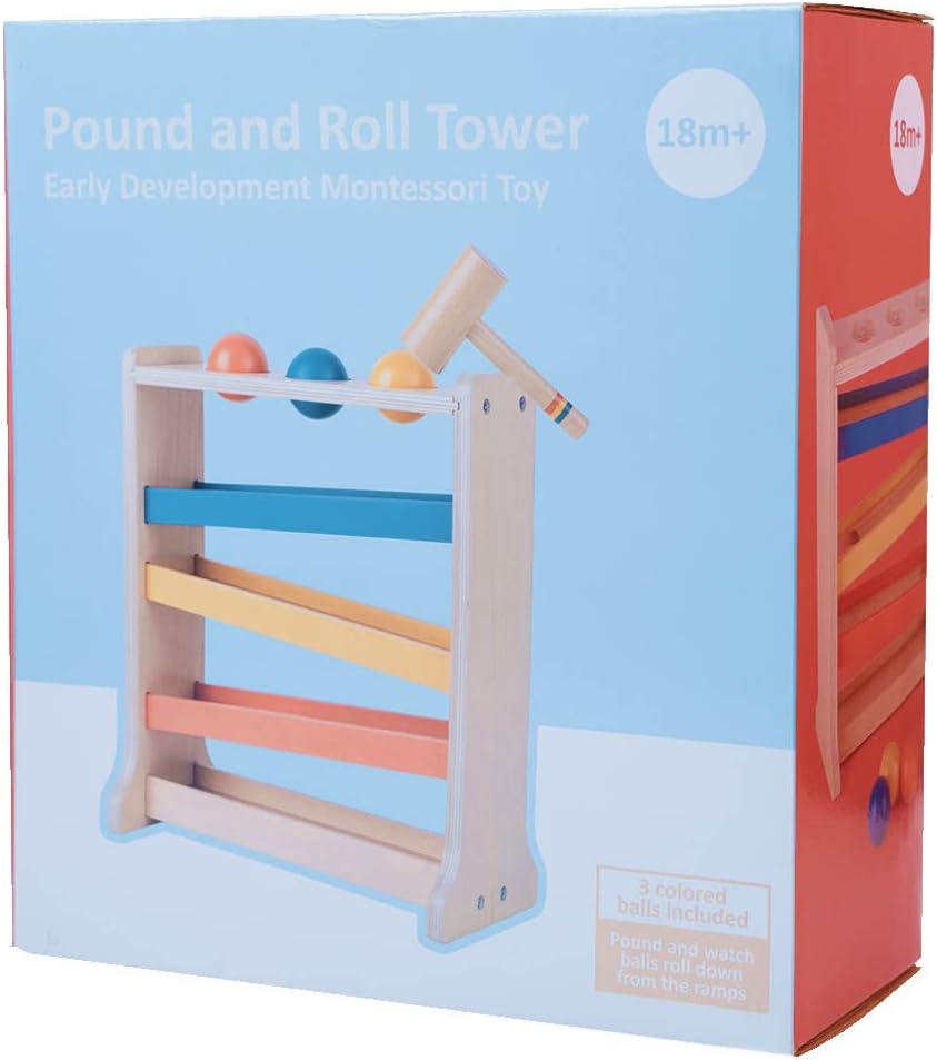 Montessori Ball Tracker, Award Winning Durable Pound a Ball Drop Toy, Early Developmental Montessori Toys, Wooden Toys for Toddlers 1-3 Year Old - Great Birthday Gift
