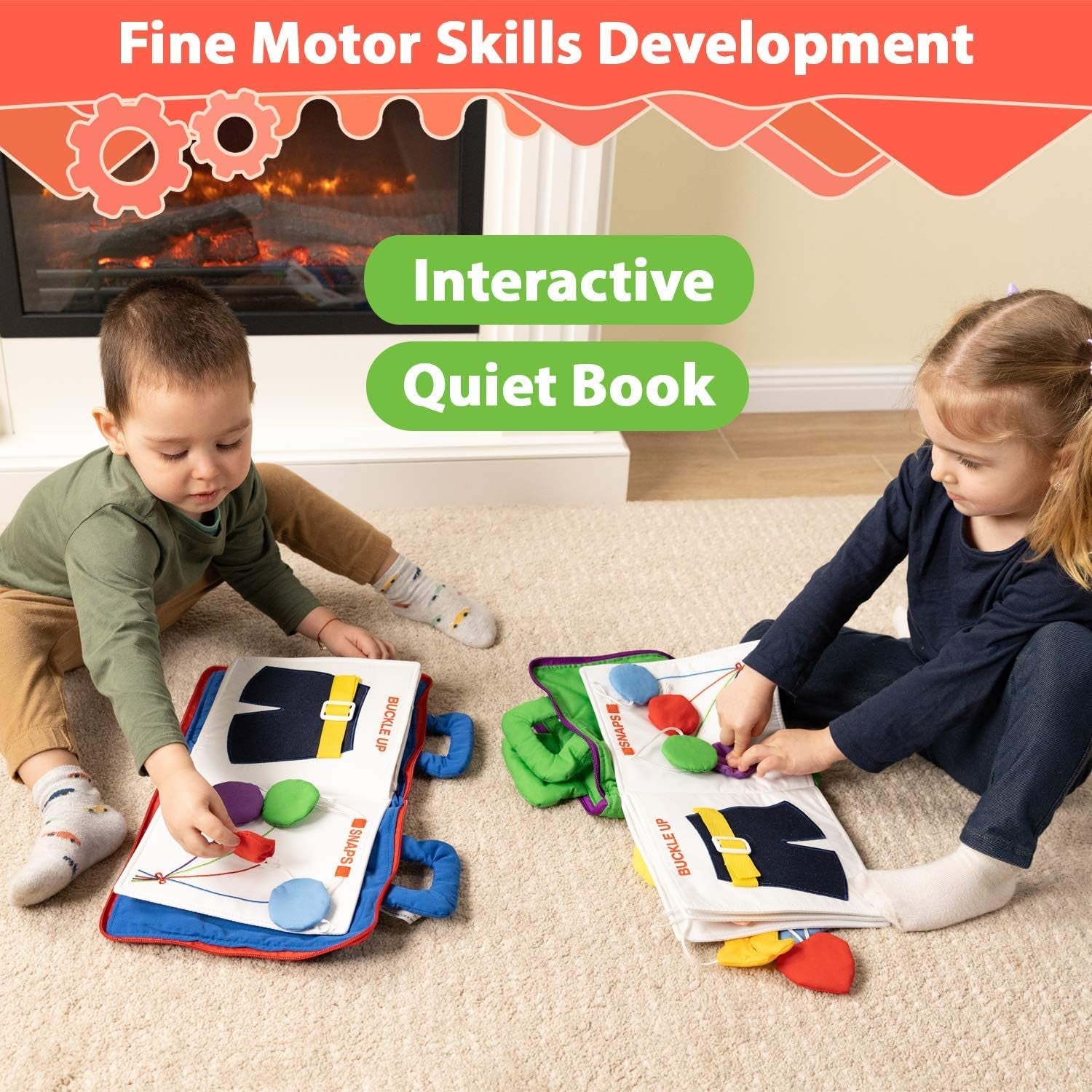 Quiet Book with 9 Educational Toddlers Activities - Learning Cloth Book with Preschool Activities for Early Learning, My Quiet Book - Montessori Toy for Travel