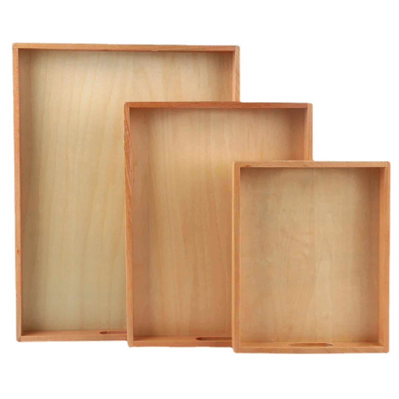 Wooden Montessori Tray with Handle Unfinished Education Toys Teaching Aids Wooden Trays Handles Tray Toys for Kids