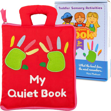 Quiet Book with 9 Educational Toddlers Activities - Learning Cloth Book with Preschool Activities for Early Learning, My Quiet Book - Montessori Toy for Travel