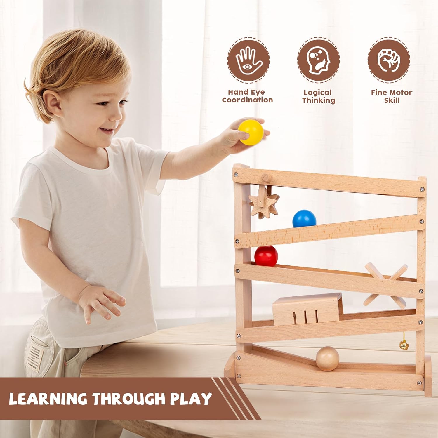 Tracker Ball Drop Toys Wooden Toys for 1 2 3 Years Old Toddlers Montessori-Inspired Toys for Babies
