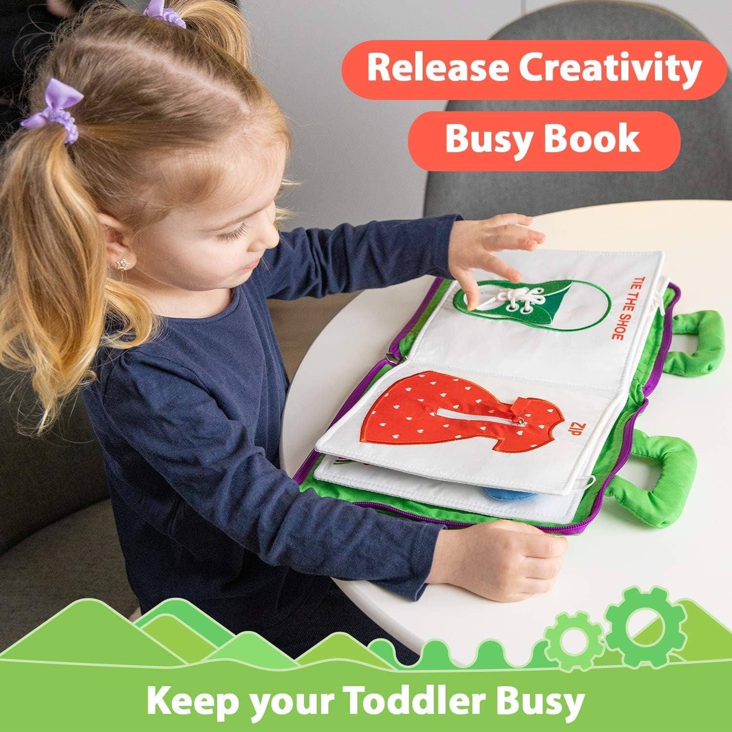 Quiet Book with 9 Educational Toddlers Activities - Learning Cloth Book with Preschool Activities for Early Learning, My Quiet Book - Montessori Toy for Travel