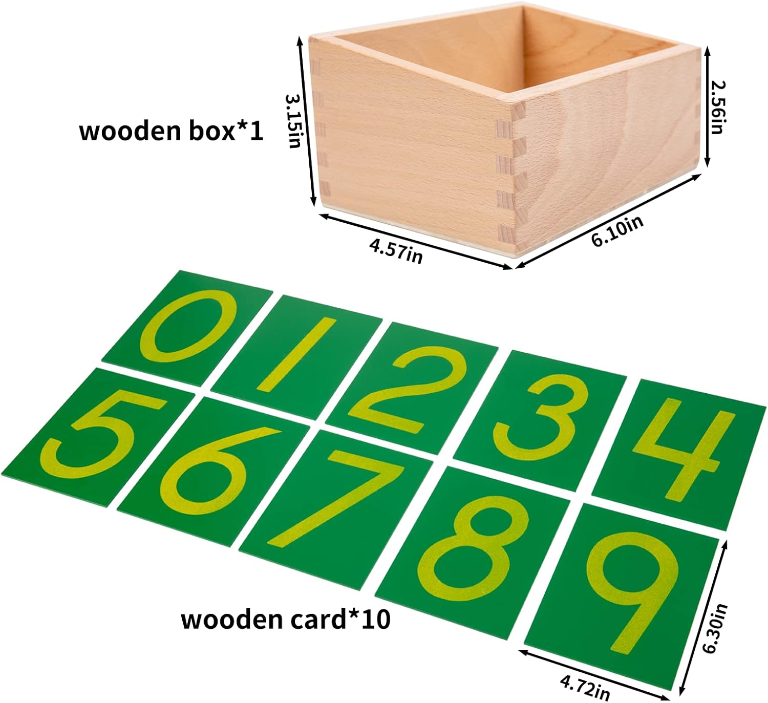 Wooden Math Counting,Sandpaper Numbers with Box for Toddlers Kids,Early Development Math Material for Preschool Learning Education Toys,Sensory 0-9 Cards Montessori Flash Cards