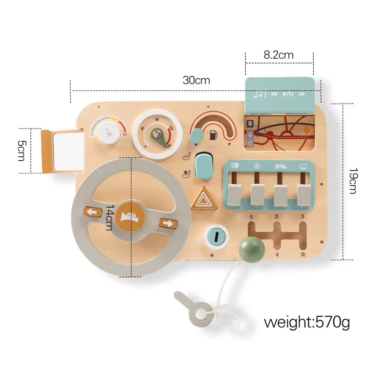 Montessori Toys Baby Wooden Car Steering Wheel Activity Busy Board Baby Wooden Busy Board Early Education Learning Sensory Toys