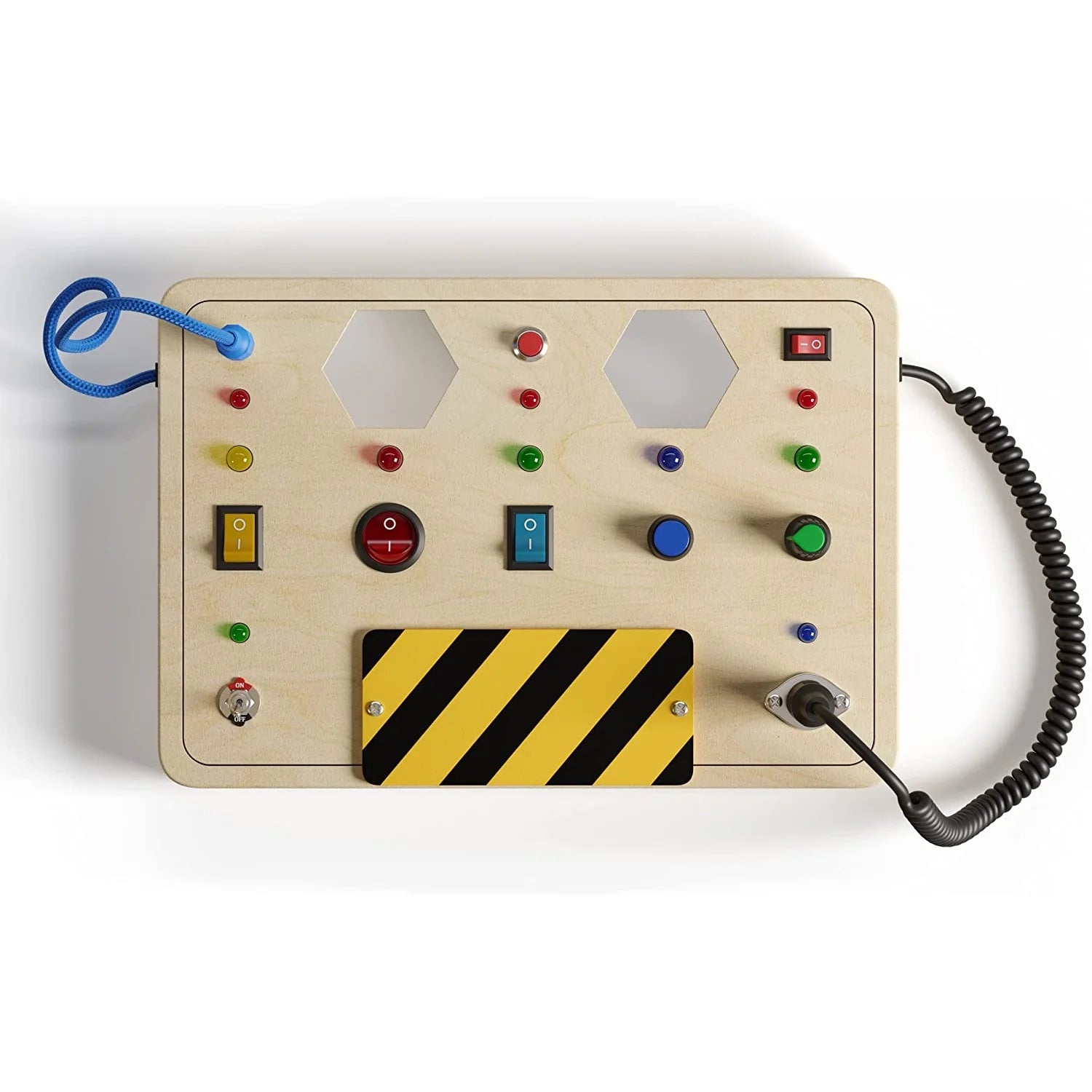 Large Montessori Wooden Busy Board with Light up LED Buttons - Educational Sensory Learning Toy for Toddlers