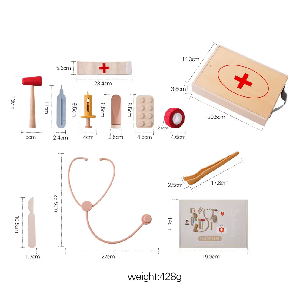 Children Doctor Toy Set Silicone Simulation Medical Box Montessori Toy Baby Play House Games Educational Toy Kid Christmas Gifts