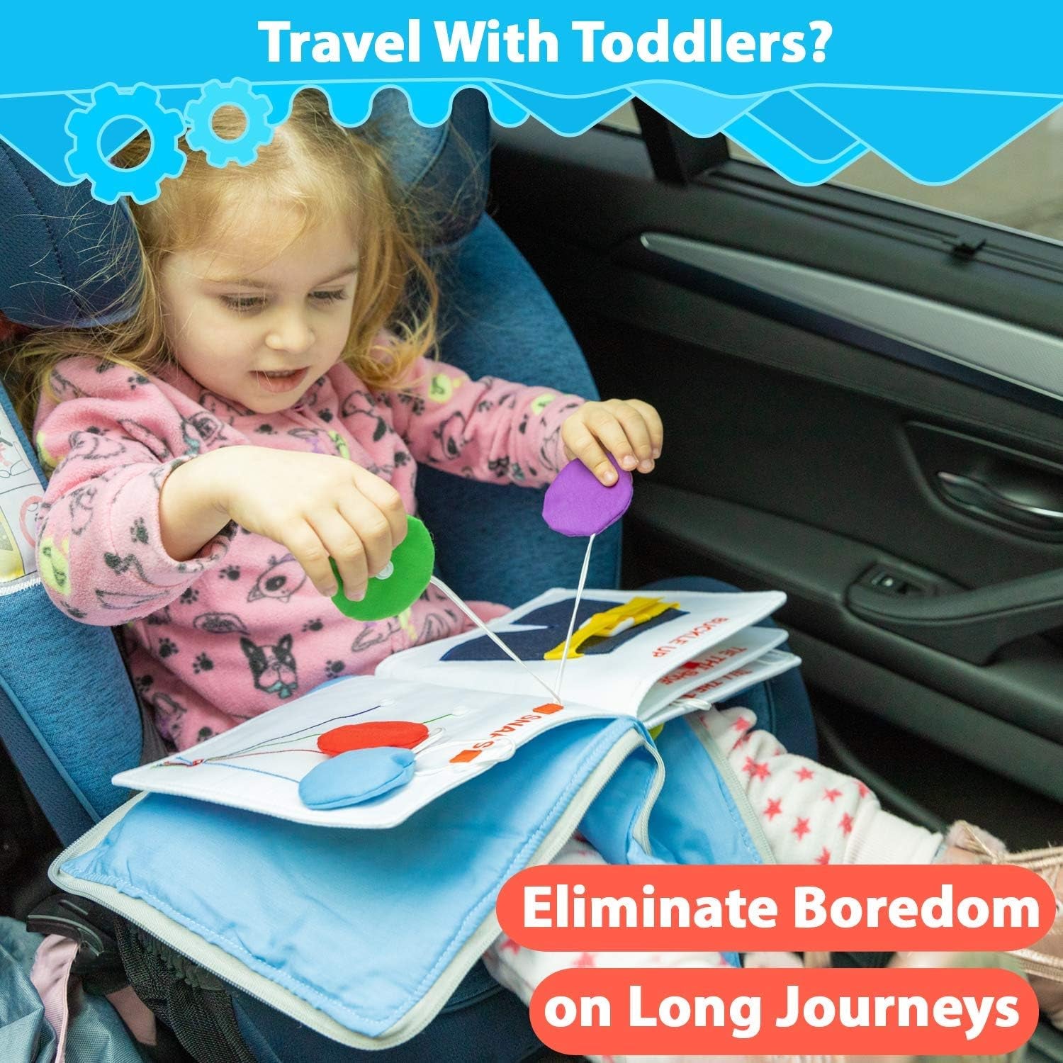 Quiet Book with 9 Educational Toddlers Activities - Learning Cloth Book with Preschool Activities for Early Learning, My Quiet Book - Montessori Toy for Travel