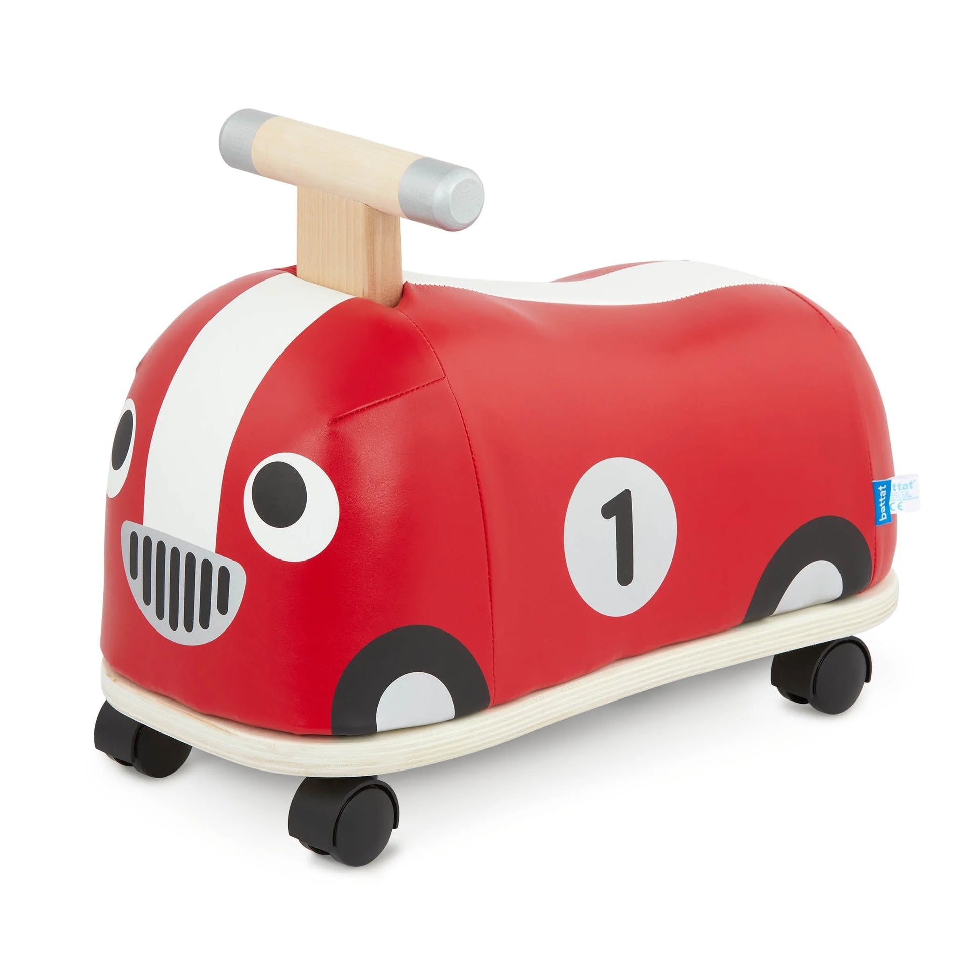 Rollin' Race Car Ride-On Toy with Wooden Handle, Toddler and Preschool Toys