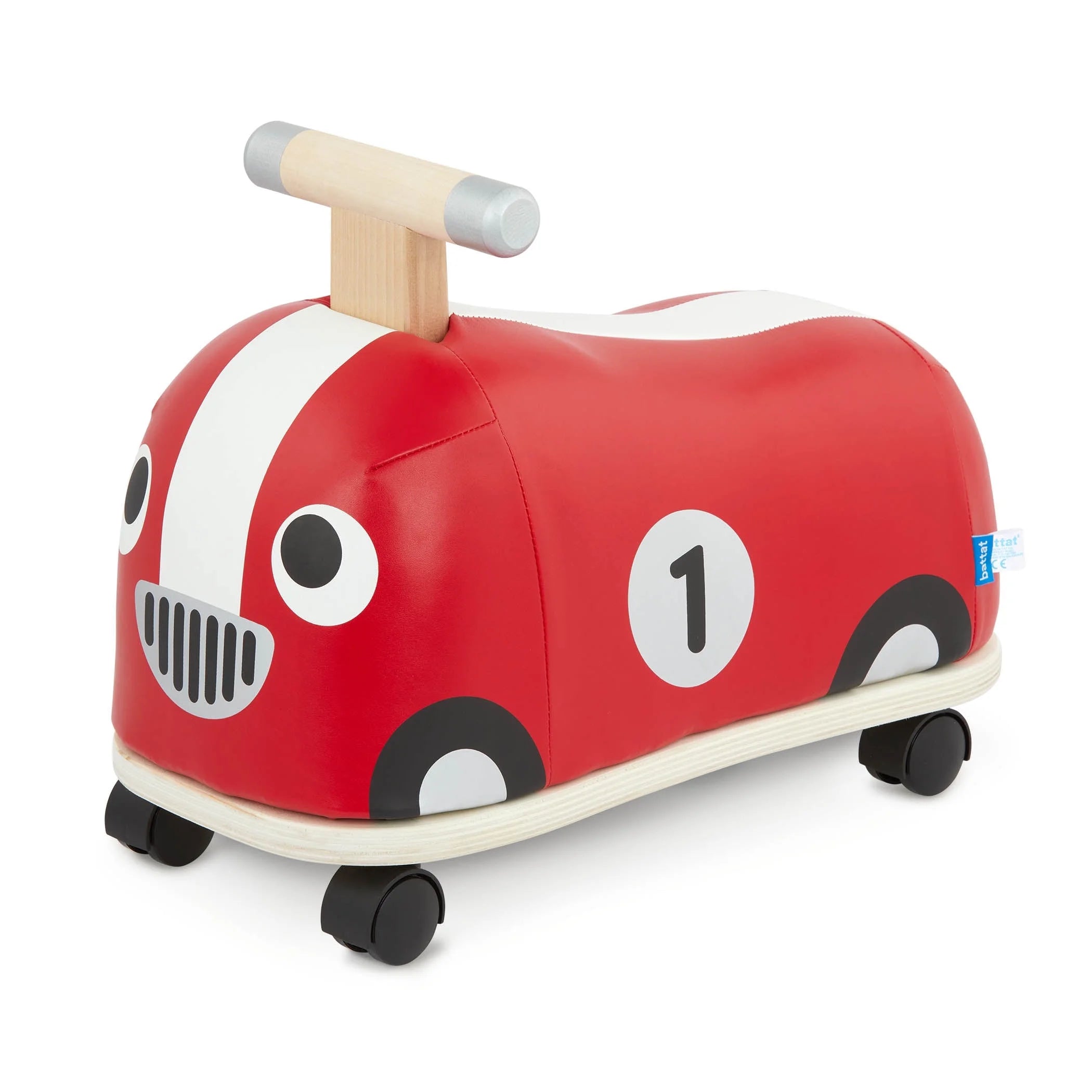 Rollin' Race Car Ride-On Toy with Wooden Handle, Toddler and Preschool Toys
