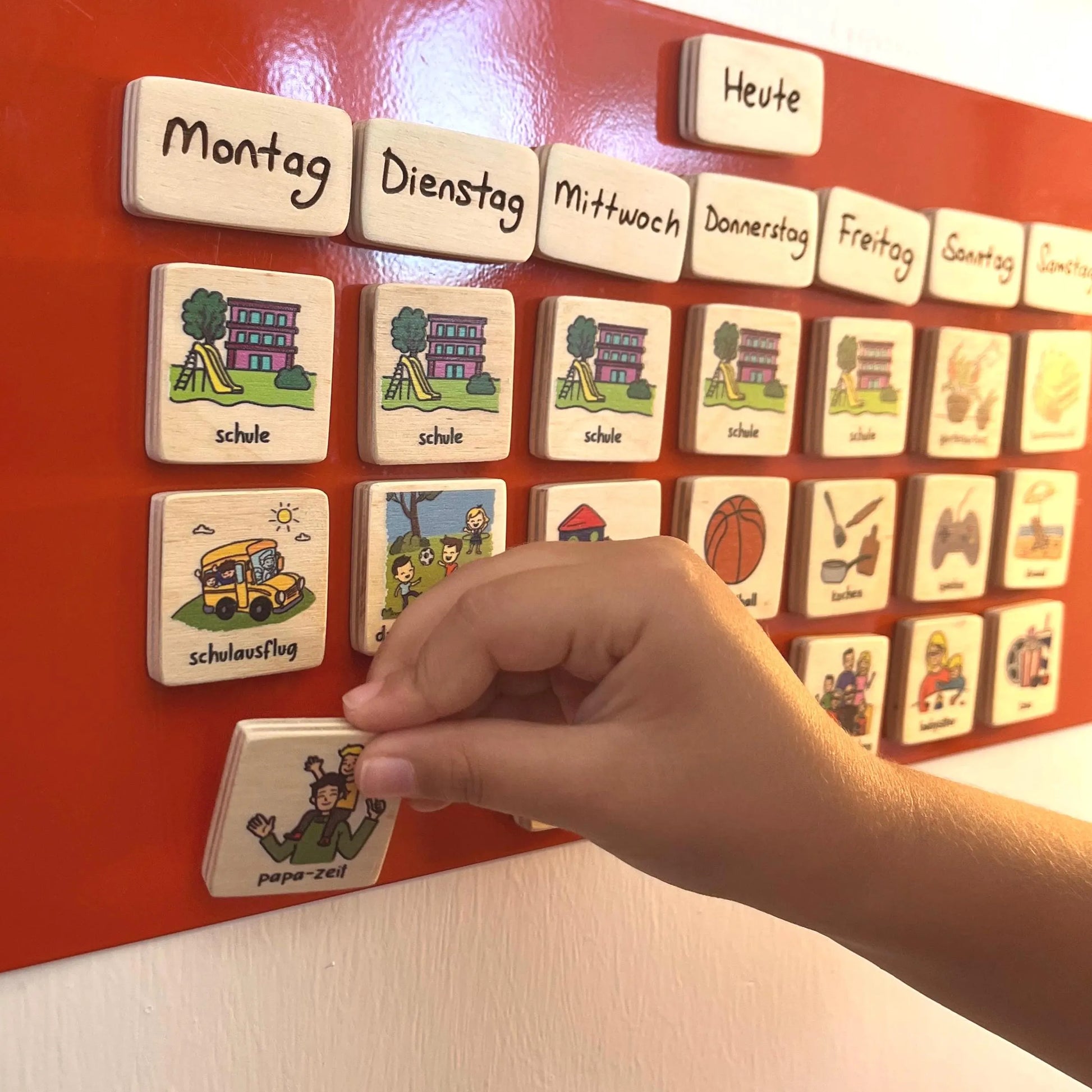 Montessori Wooden Weekly Calendar: 67 Pieces Kids' Magnetic Activity Tiles
