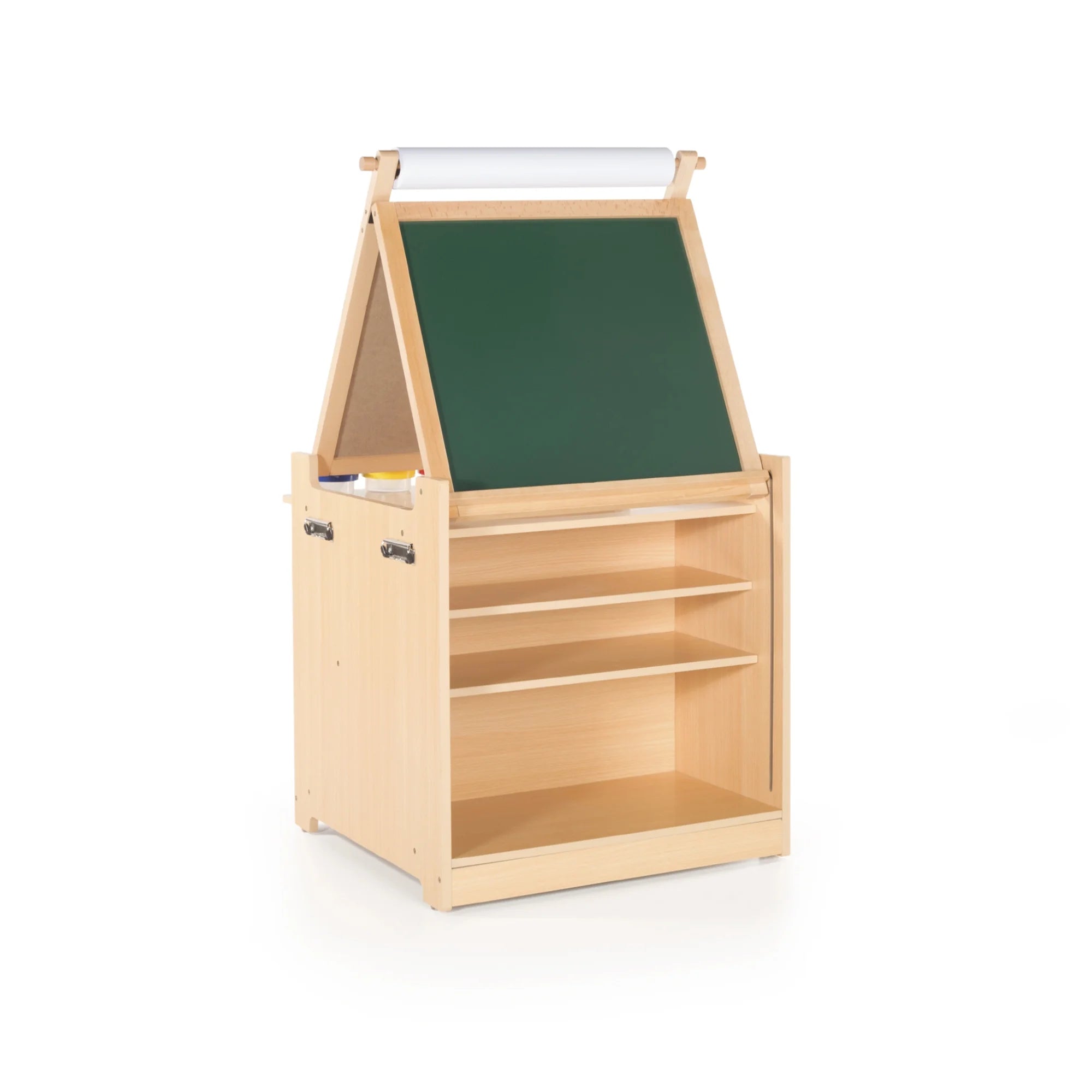 Kids Desk to Easel Art Cart - Natural: Wooden Toddler Art Activity Center with Chalkboard and Art Easel for Kids
