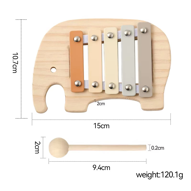 Montessori Wooden Toy Multicolor Xylophone Bell Beads Drum Column Musical Instrument Toy Kid Educational Musical Instrument Gift