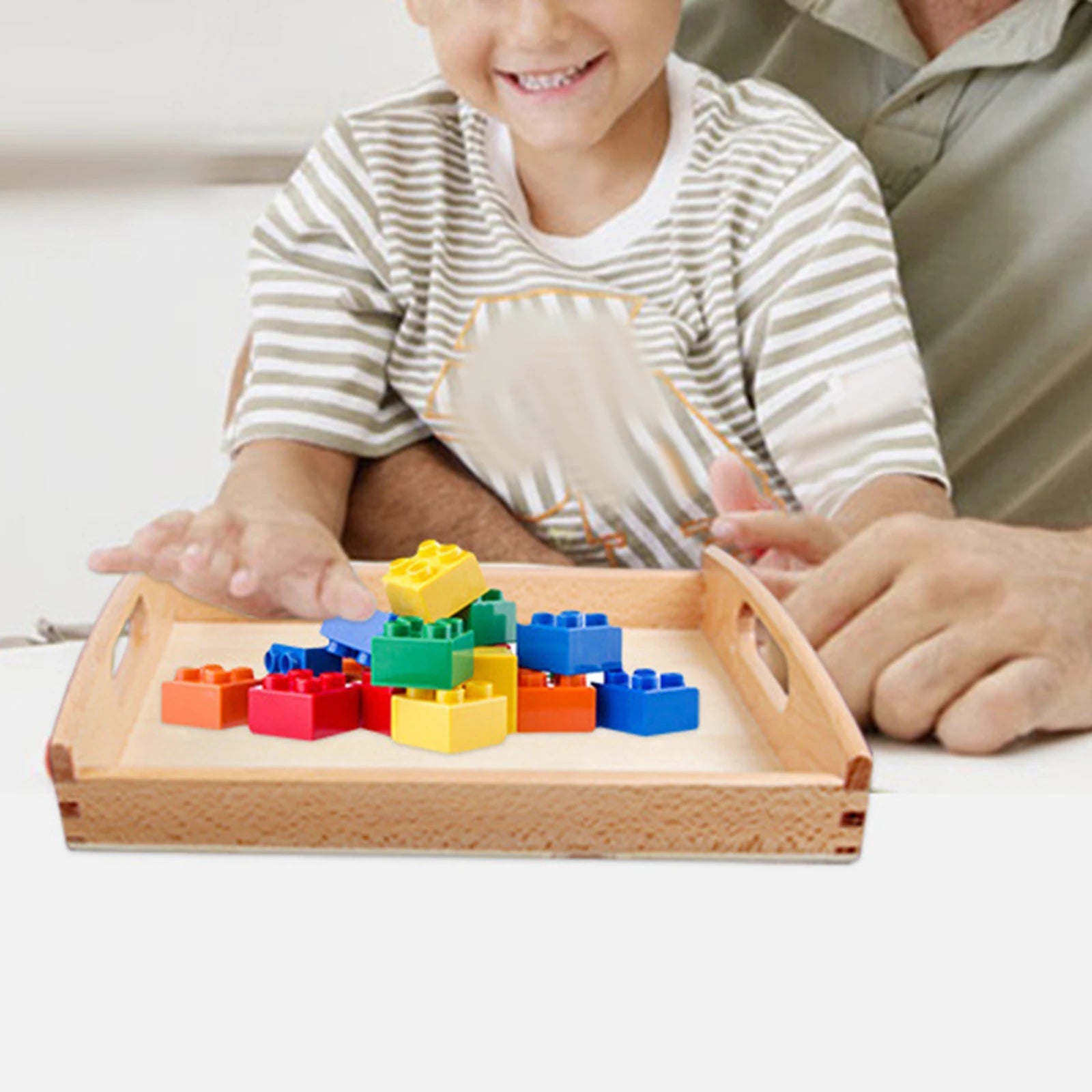 Wooden Montessori Tray with Handle Unfinished Education Toys Teaching Aids Wooden Trays Handles Tray Toys for Kids