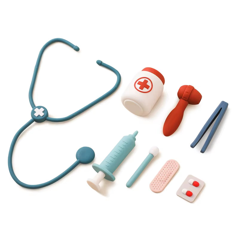 Children Doctor Toy Set Silicone Simulation Medical Box Montessori Toy Baby Play House Games Educational Toy Kid Christmas Gifts