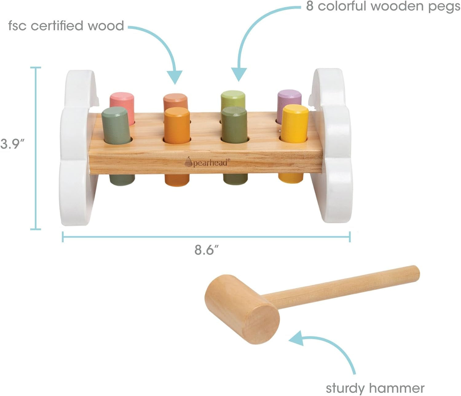 Montessori Hammer Bench, Must Have Baby, Toddler Stocking Stuffers, Pounding and Hammering Wooden Toy, Early Developmental Interactive Toddler Toys for Ages 1+ Years
