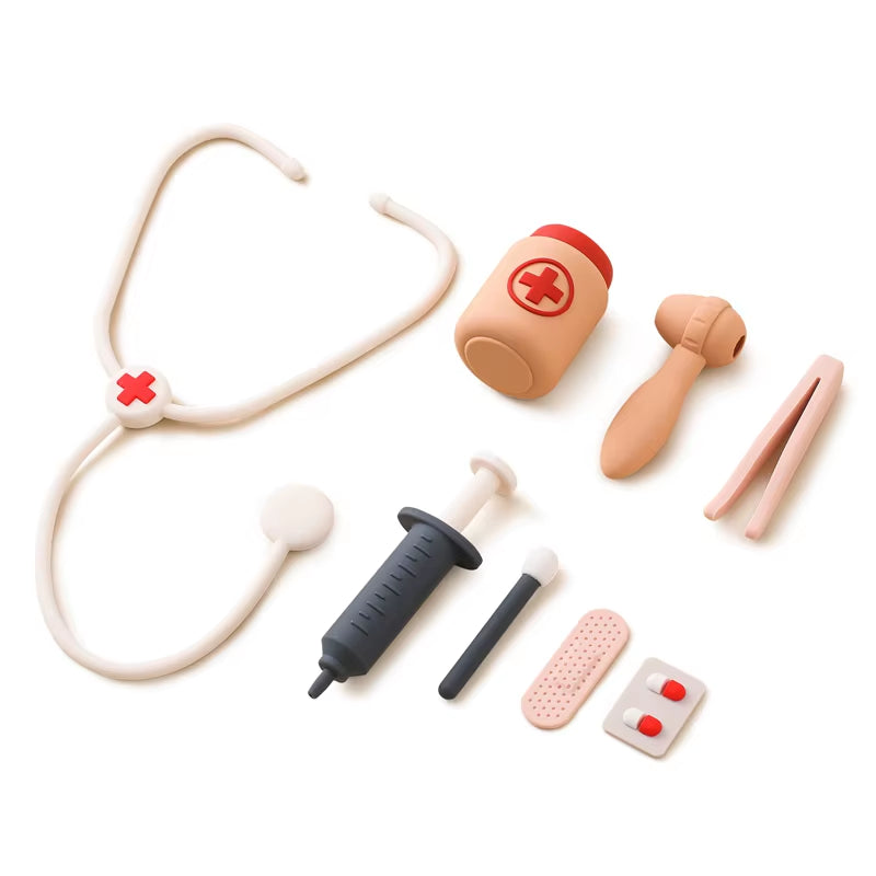 Children Doctor Toy Set Silicone Simulation Medical Box Montessori Toy Baby Play House Games Educational Toy Kid Christmas Gifts