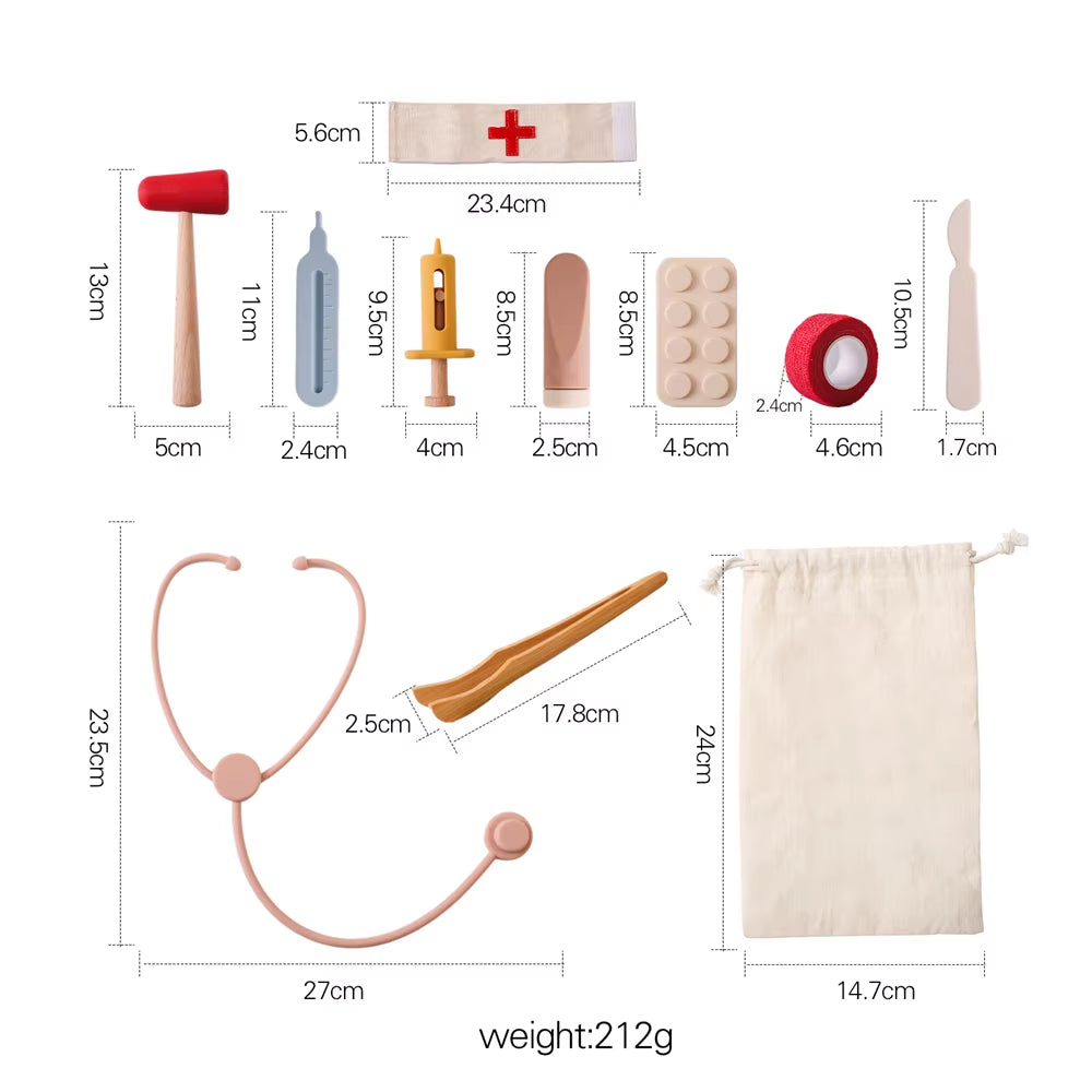 Children Doctor Toy Set Silicone Simulation Medical Box Montessori Toy Baby Play House Games Educational Toy Kid Christmas Gifts