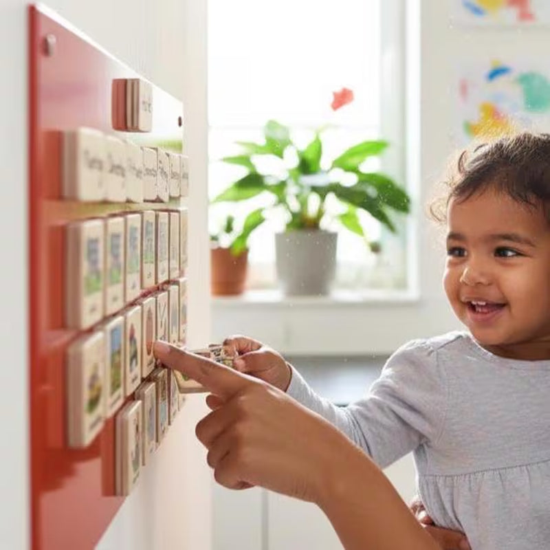 Montessori Wooden Weekly Calendar: 67 Pieces Kids' Magnetic Activity Tiles