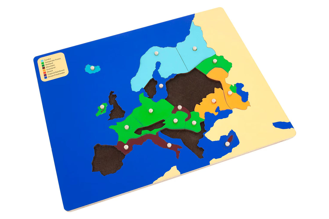 Wooden Europe Biomes Puzzle Map | Montessori Geography