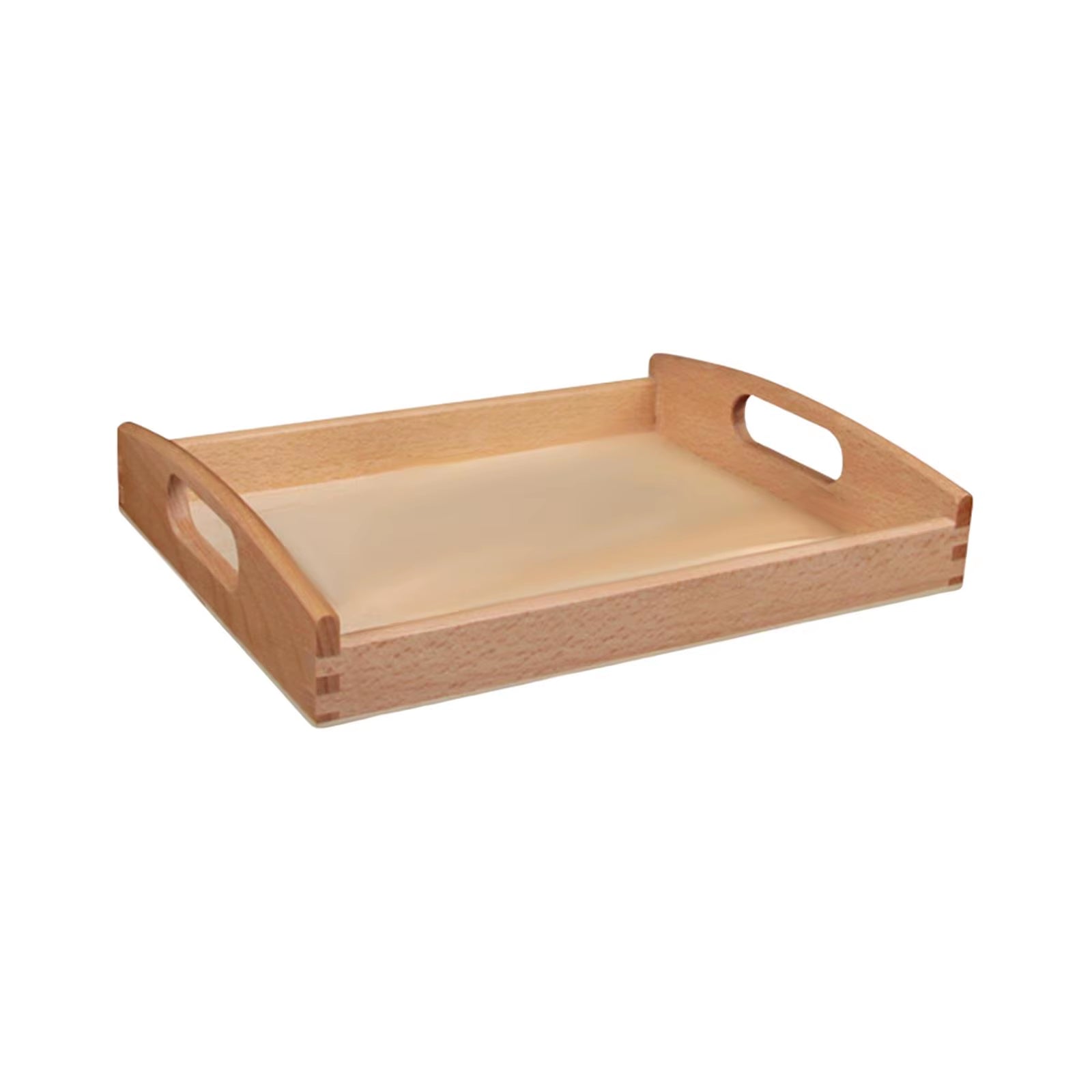 Wooden Montessori Tray with Handle Unfinished Education Toys Teaching Aids Wooden Trays Handles Tray Toys for Kids