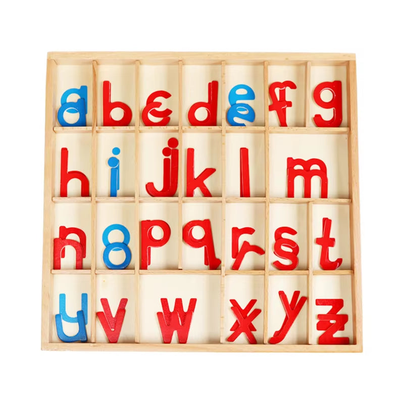Children Montessori Language Educational Toys Instructions Activity Boxed Letter Blanket Wooden Blue Red English Alphabet Toys