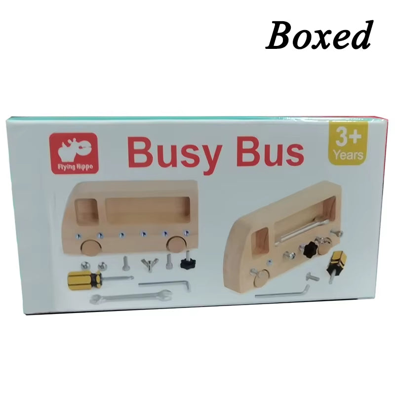 Montessori Busy Toys Busy Bus Children Learn to Twist Screws Nuts Workbench Tools Daily Life Teaching Aids Early Education Toys