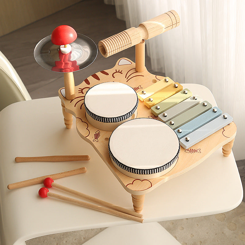 Children'S Montessori Early Education Wooden Multifunctional Drum Stand