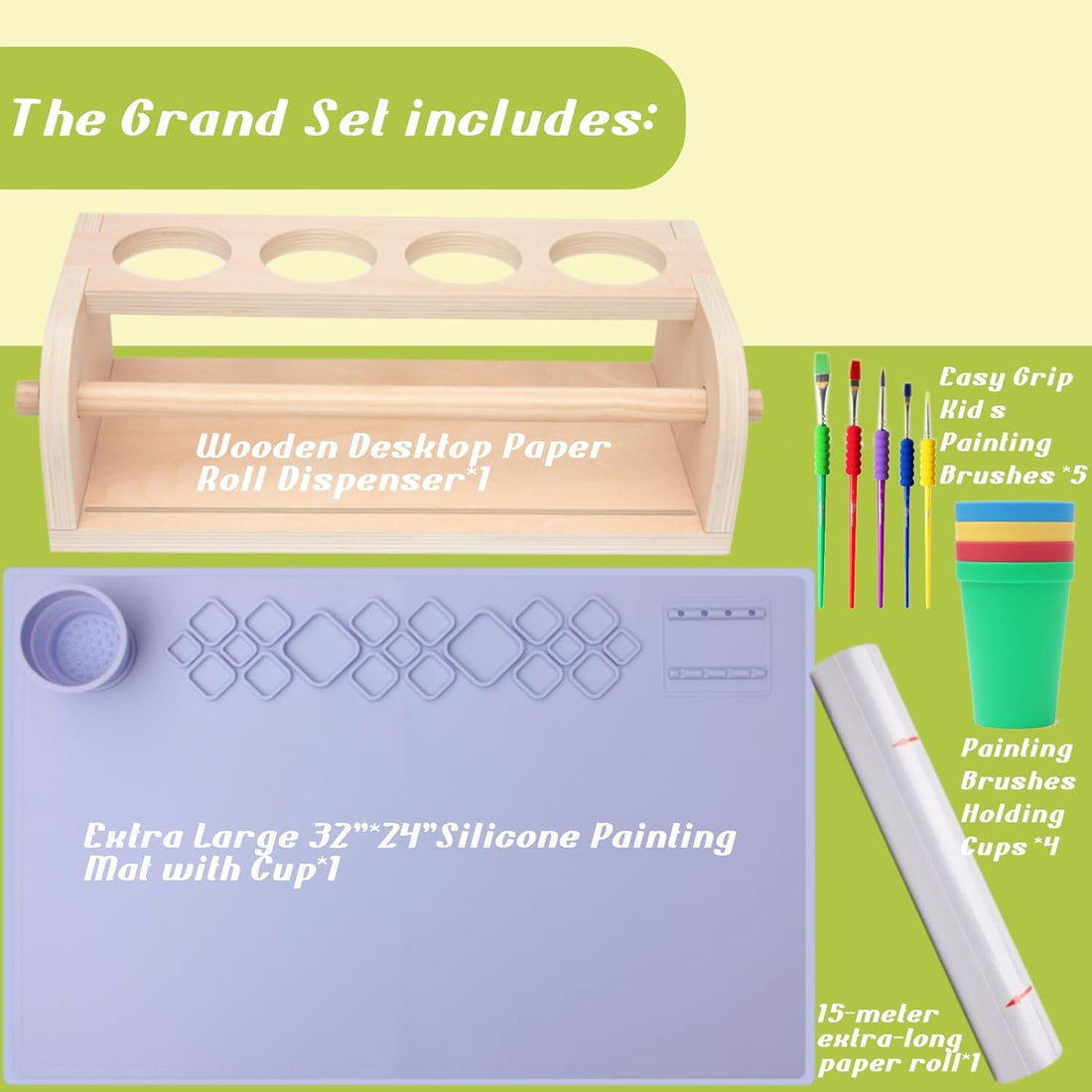 Kids Easel with Paper Roll Dispenser - Desktop Art Easel for Kids - Premium Purp