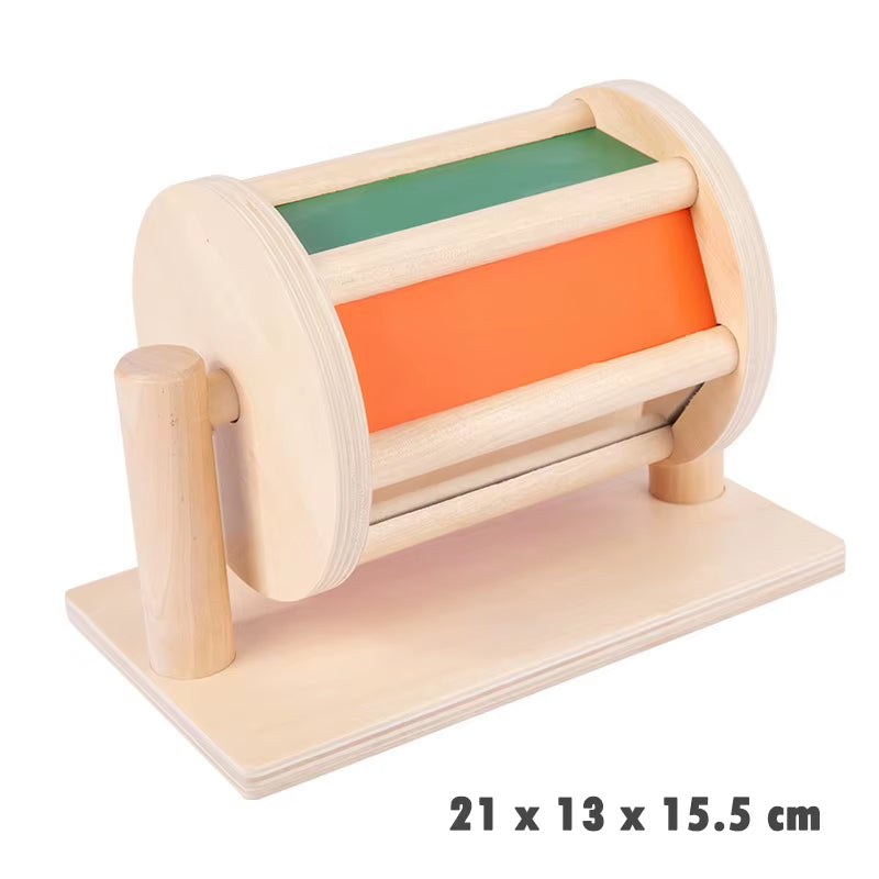 Kindergarten Montessori Wooden Toys Winder Object Permanence Box Coin Box Drawer Game Textile Drum Teaching Aids Sensory Toys