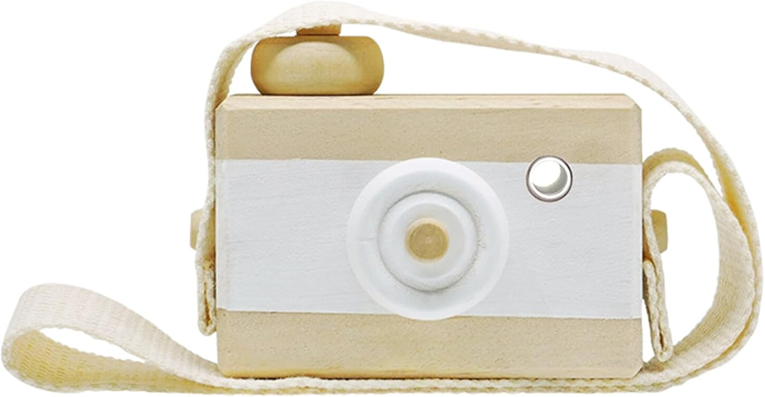 Baby Toy Wooden Mini Camera Toy, Baby Kids Cute Mini Sharpe Toy, Neck Hanging Photographed Props for Baby Toddlers Children Kids' Room Hanging Decor Gift (White-2)